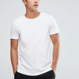 Men Solid Round Neck Premium Cotton Blend White T-Shirt