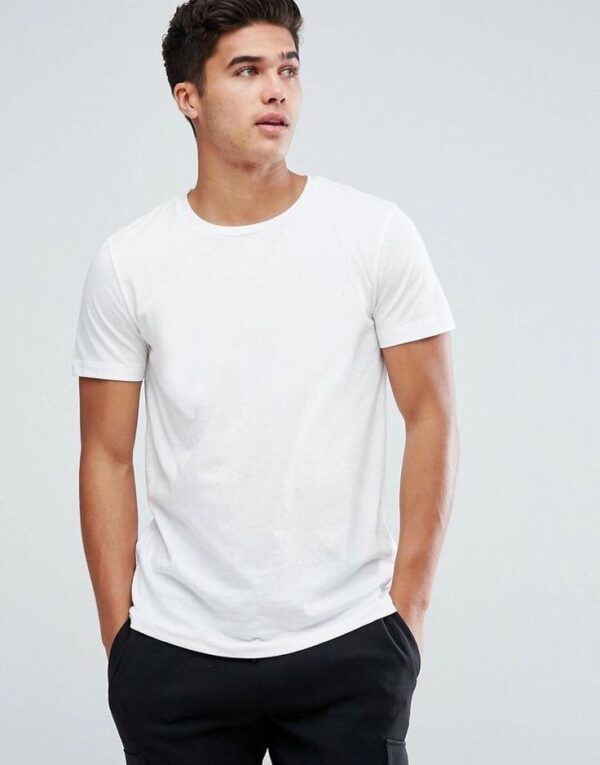 Men Solid Round Neck Premium Cotton Blend White T-Shirt